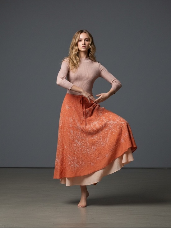Chan Luu Dresses & Skirts - Chan Luu Silk Ballet Embroidered Skirt in Tangerine